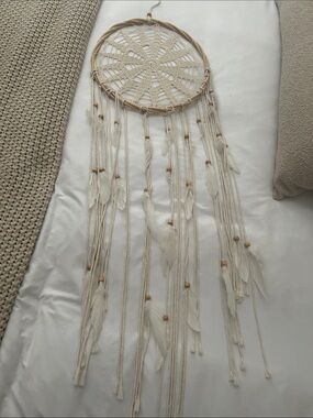 Handmade Boho Crochet Dreamcatcher in Cream